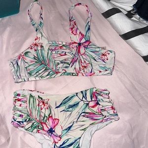 Neon floral swim bikini